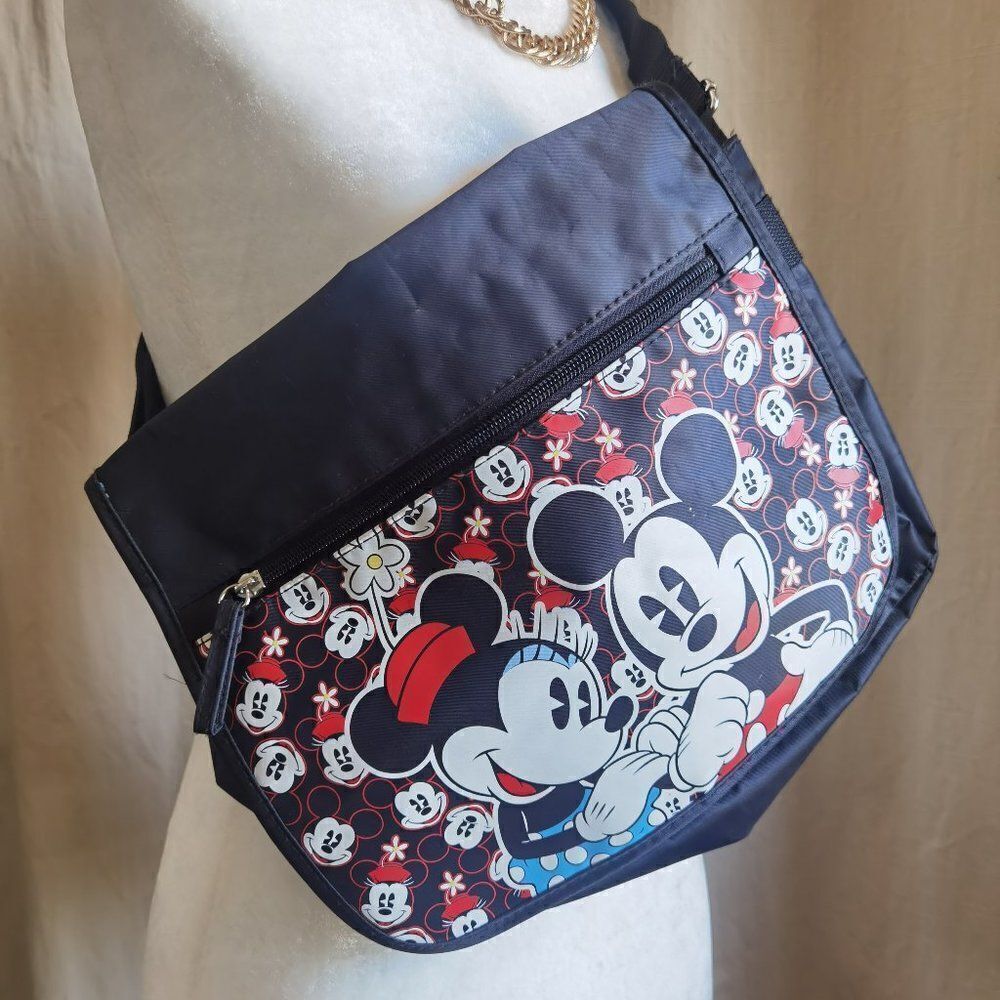 Mickey & Minnie Mouse Vintage 90s Crossbody Belt Messenger Bag By Disney